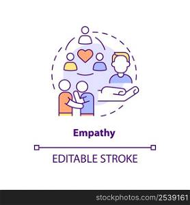 Empathy concept icon. Soft skill for career success abstract idea thin line illustration. Sharing emotions and feelings. Isolated outline drawing. Editable stroke. Arial, Myriad Pro-Bold fonts used. Empathy concept icon