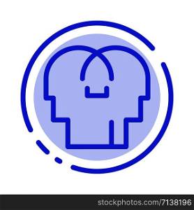 Empathy, Feelings, Mind, Head Blue Dotted Line Line Icon