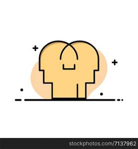 Empathy, Feelings, Mind, Head Business Flat Line Filled Icon Vector Banner Template