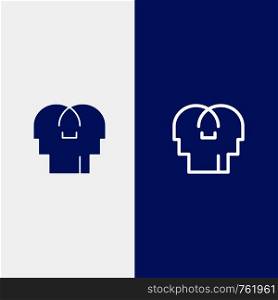 Empathy, Feelings, Mind, Head Line and Glyph Solid icon Blue banner Line and Glyph Solid icon Blue banner