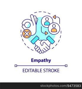 Empathy multi color concept icon. Customer understanding. Building rapport. Emotional intelligence. Sales success. Round shape line illustration. Abstract idea. Graphic design. Easy to use. Empathy multi color concept icon