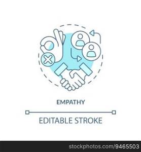 Empathy soft blue concept icon. Customer understanding. Building rapport. Emotional intelligence. Sales success. Round shape line illustration. Abstract idea. Graphic design. Easy to use. Empathy soft blue concept icon