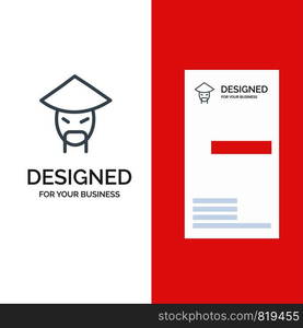 Emperor, China, Monk, Chinese Grey Logo Design and Business Card Template