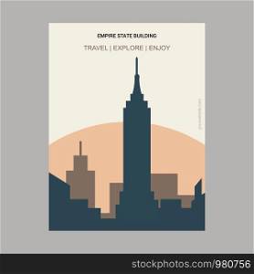 Empire State Building NY , USA Vintage Style Landmark Poster Template