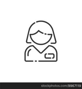 Employed people thin line icon. Woman working. Isolated outline commerce vector illustration