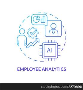 Employee analytics blue gradient concept icon. Digital transformation. Automation in business abstract idea thin line illustration. Isolated outline drawing. Myriad Pro-Bold font used. Employee analytics blue gradient concept icon