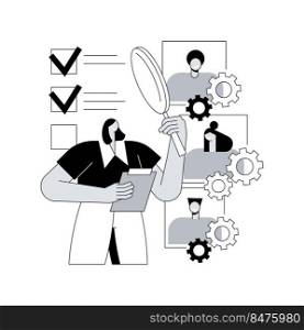 Employee assessment abstract concept vector illustration. Employee evaluation, assessment form, job performance review, SWOT analysis, recruitment software, supervisor meeting abstract metaphor.. Employee assessment abstract concept vector illustration.