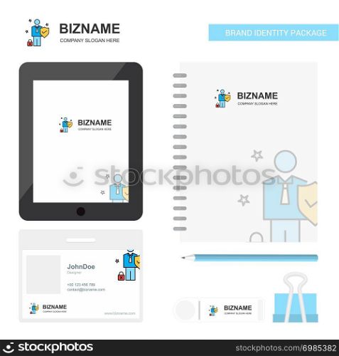 Employee Business Logo, Tab App, Diary PVC Employee Card and USB Brand Stationary Package Design Vector Template