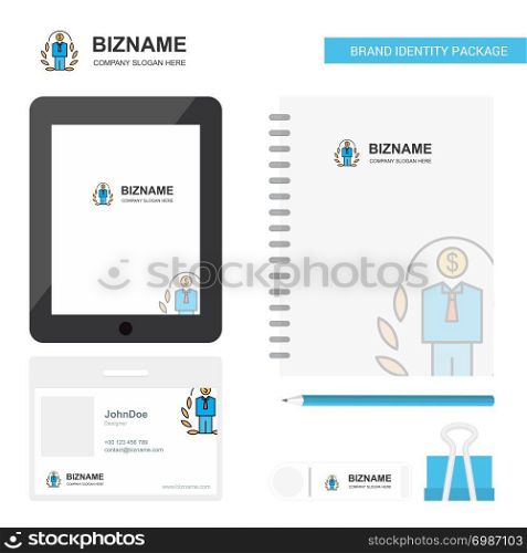 Employee Business Logo, Tab App, Diary PVC Employee Card and USB Brand Stationary Package Design Vector Template