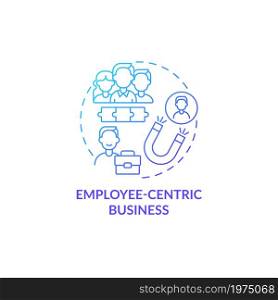 Employee centric business blue gradient concept icon. Approach to managemet structure. Business model type abstract idea thin line illustration. Vector isolated outline color drawing. Employee centric business blue gradient concept icon