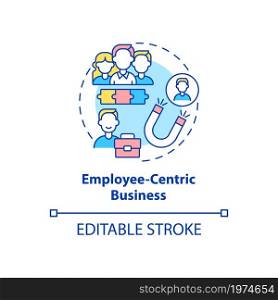 Employee centric business concept icon. Approach to managemet structure. Business model abstract idea thin line illustration. Vector isolated outline color drawing. Editable stroke. Employee centric business concept icon