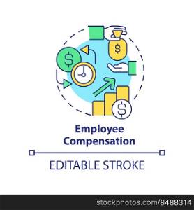 Employee compensation concept icon. Ethical company behavior abstract idea thin line illustration. Wages and benefits. Isolated outline drawing. Editable stroke. Arial, Myriad Pro-Bold fonts used. Employee compensation concept icon