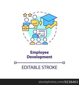 Employee development concept icon. Professional growth. Team success. Education assistance. Human resource management abstract idea thin line illustration. Isolated outline drawing. Editable stroke. Employee development concept icon