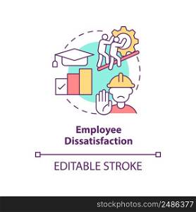 Employee dissatisfaction concept icon. Lean manufacturing disadvantage abstract idea thin line illustration. Isolated outline drawing. Editable stroke. Arial, Myriad Pro-Bold fonts used. Employee dissatisfaction concept icon