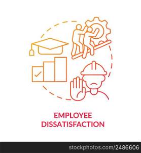 Employee dissatisfaction red gradient icon. Machine industry. Lean manufacturing disadvantage abstract idea thin line illustration. Isolated outline drawing. Myriad Pro-Bold font used. Employee dissatisfaction blue gradient icon