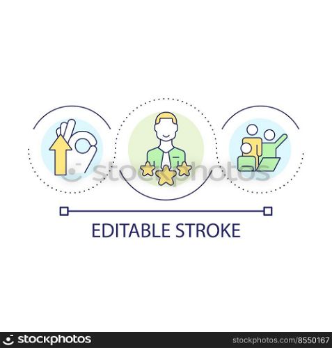 Employee evaluation loop concept icon. Rating in working team. Company workers ranking abstract idea thin line illustration. Isolated outline drawing. Editable stroke. Arial font used. Employee evaluation loop concept icon