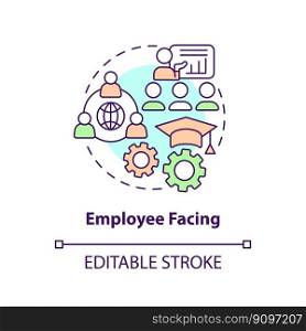 Employee facing concept icon. Alternative space for communication. Metaverse category abstract idea thin line illustration. Isolated outline drawing. Editable stroke. Arial, Myriad Pro-Bold fonts used. Employee facing concept icon