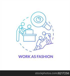 Employee-friendly company blue gradient concept icon. Work as fashion. Worker employer relationship abstract idea thin line illustration. Isolated outline drawing. Myriad Pro-Bold font used. Employee-friendly company blue gradient concept icon