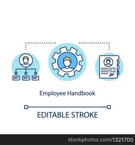 Employee handbook concept icon. Legal issues solving way idea thin line illustration. Instructions, company and worker obligations. Vector isolated outline RGB color drawing. Editable stroke
