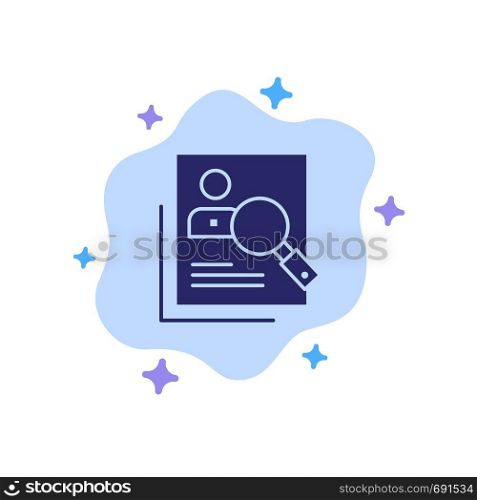 Employee, Hr, Human, Hunting, Personal, Resources, Resume, Search Blue Icon on Abstract Cloud Background