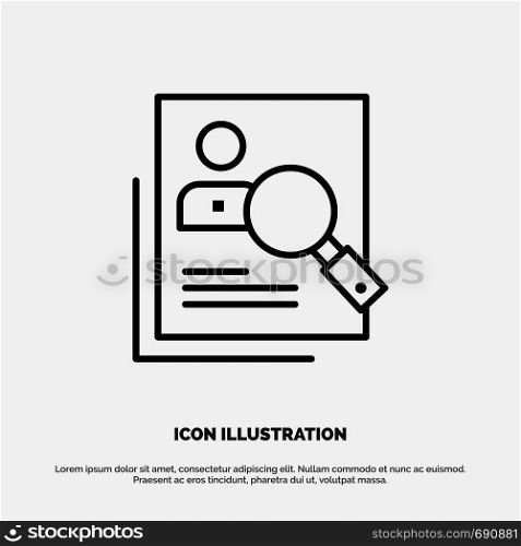 Employee, Hr, Human, Hunting, Personal, Resources, Resume, Search Line Icon Vector