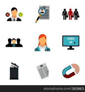 Employee icons set. Flat illustration of 9 employee vector icons for web. Employee icons set, flat style