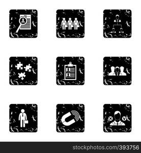 Employee icons set. Grunge illustration of 9 employee vector icons for web. Employee icons set, grunge style