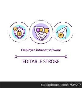 Employee intranet software concept icon. Communication service for business, remote work. Messaging abstract idea thin line illustration. Vector isolated outline color drawing. Editable stroke. Employee intranet software concept icon