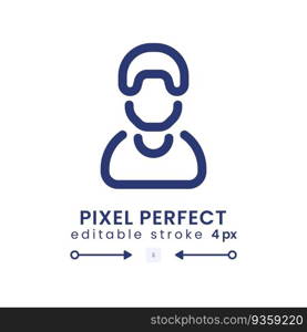 Employee linear desktop icon. Personal account. Team member. Project manager. Human resources. Pixel perfect, outline 4px. GUI, UX design. Isolated user interface element for website. Editable stroke. Employee linear desktop icon