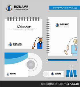 Employee Logo, Calendar Template, CD Cover, Diary and USB Brand Stationary Package Design Vector Template