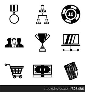 Employee of quarter icons set. Simple set of 9 employee of quarter vector icons for web isolated on white background. Employee of quarter icons set, simple style