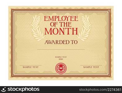 Employee of the month certificate