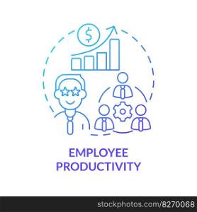 Employee productivity blue gradient concept icon. Happiness in workplace. Causal research ex&le abstract idea thin line illustration. Isolated outline drawing. Myriad Pro-Bold font used. Employee productivity blue gradient concept icon