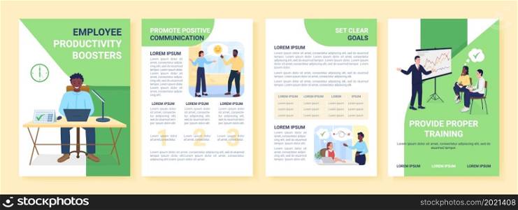 Employee productivity booster flat vector brochure template. Flyer, booklet, printable leaflet design with flat illustrations. Magazine page, cartoon reports, infographic posters with text space. Employee productivity booster flat vector brochure template