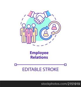 Employee relations concept icon. Skills for human resources abstract idea thin line illustration. Isolated outline drawing. Editable stroke. Roboto-Medium, Myriad Pro-Bold fonts used. Employee relations concept icon