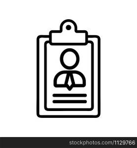 employee resume icon vector. A thin line sign. Isolated contour symbol illustration. employee resume icon vector. Isolated contour symbol illustration