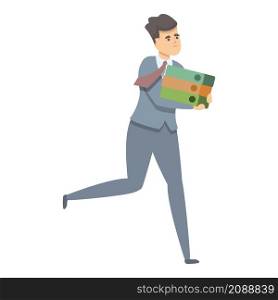 Employee running icon cartoon vector. Late worker. Deadline time. Employee running icon cartoon vector. Late worker