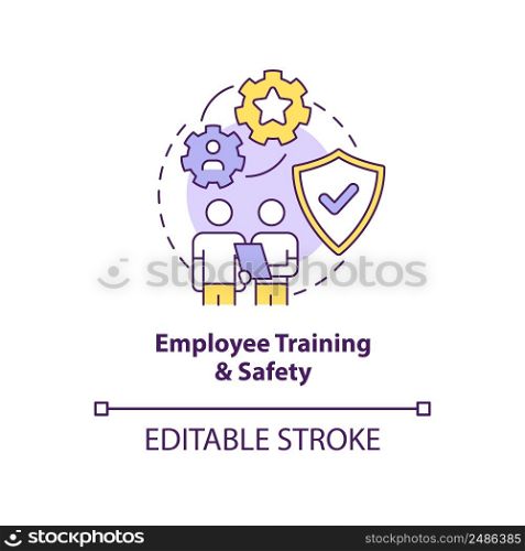 Employee training and safety concept icon. Total productive maintenance abstract idea thin line illustration. Isolated outline drawing. Editable stroke. Arial, Myriad Pro-Bold fonts used. Employee training and safety concept icon