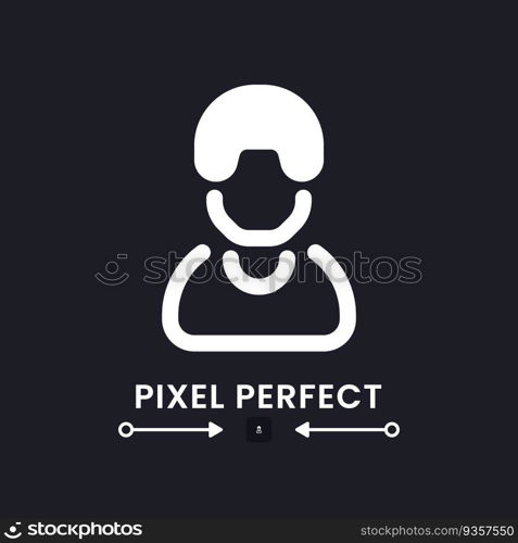 Employee white solid desktop icon. Personal account. Team member. Project manager. Human resources. Pixel perfect, outline 4px. Silhouette symbol for dark mode. Glyph pictogram. Vector isolated image. Employee white solid desktop icon