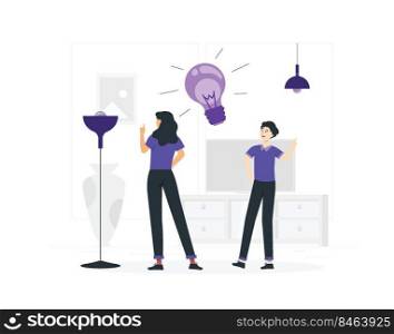 Employee with creative idea in light bulb