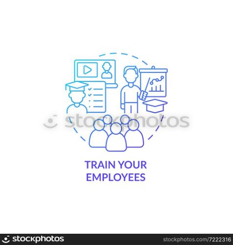 Employees coaching concept icon. Staff efficiency raise. Skill and knowledge growth. Working performance improve abstract idea thin line illustration. Vector isolated outline color drawing. Employees coaching concept icon