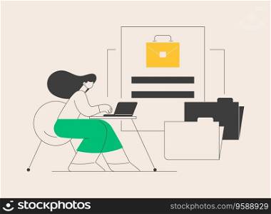 Employers abstract concept vector illustration. Get a job, find vacancy, employer, apply for position, hiring, hr service website, menu bar, UI element, user experience design abstract metaphor.. Employers abstract concept vector illustration.