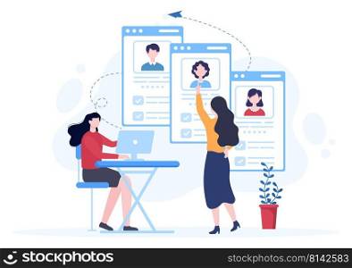 Employment Agency for Recruitment or Placement Job Service with Skilled and Experienced Career Laborers in Flat Cartoon Illustration