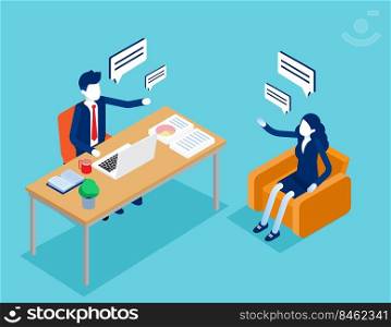 Employment business concept. Flat isometric vector illustration