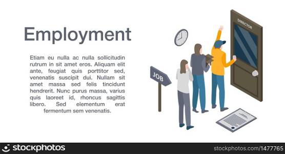 Employment concept banner. Isometric illustration of employment vector concept banner for web design. Employment concept banner, isometric style