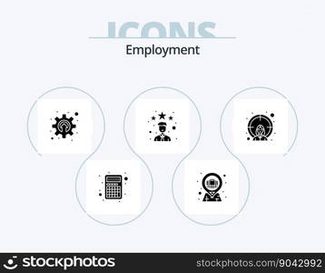 Employment Glyph Icon Pack 5 Icon Design. female. star. cogwheel. rating. best