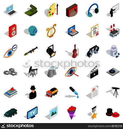 Employment icons set. Isometric style of 36 employment vector icons for web isolated on white background. Employment icons set, isometric style