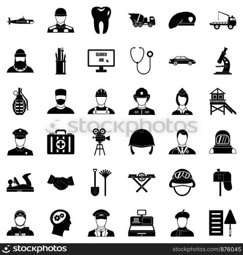 Employment icons set. Simple style of 36 employment vector icons for web isolated on white background. Employment icons set, simple style