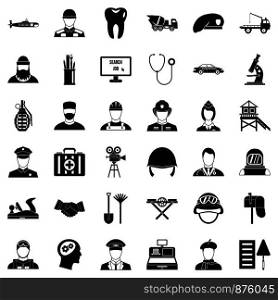 Employment icons set. Simple style of 36 employment vector icons for web isolated on white background. Employment icons set, simple style