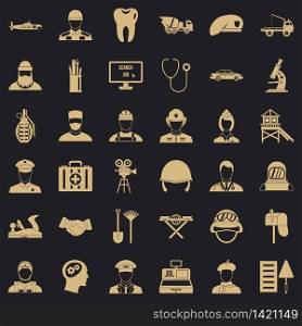 Employment icons set. Simple style of 36 employment vector icons for web for any design. Employment icons set, simple style
